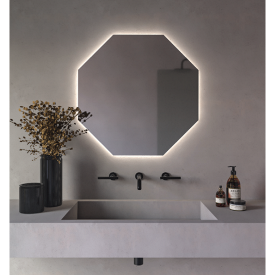 Κρεμαστός Καθρέπτης Octagon 70x70 εκ. με Led